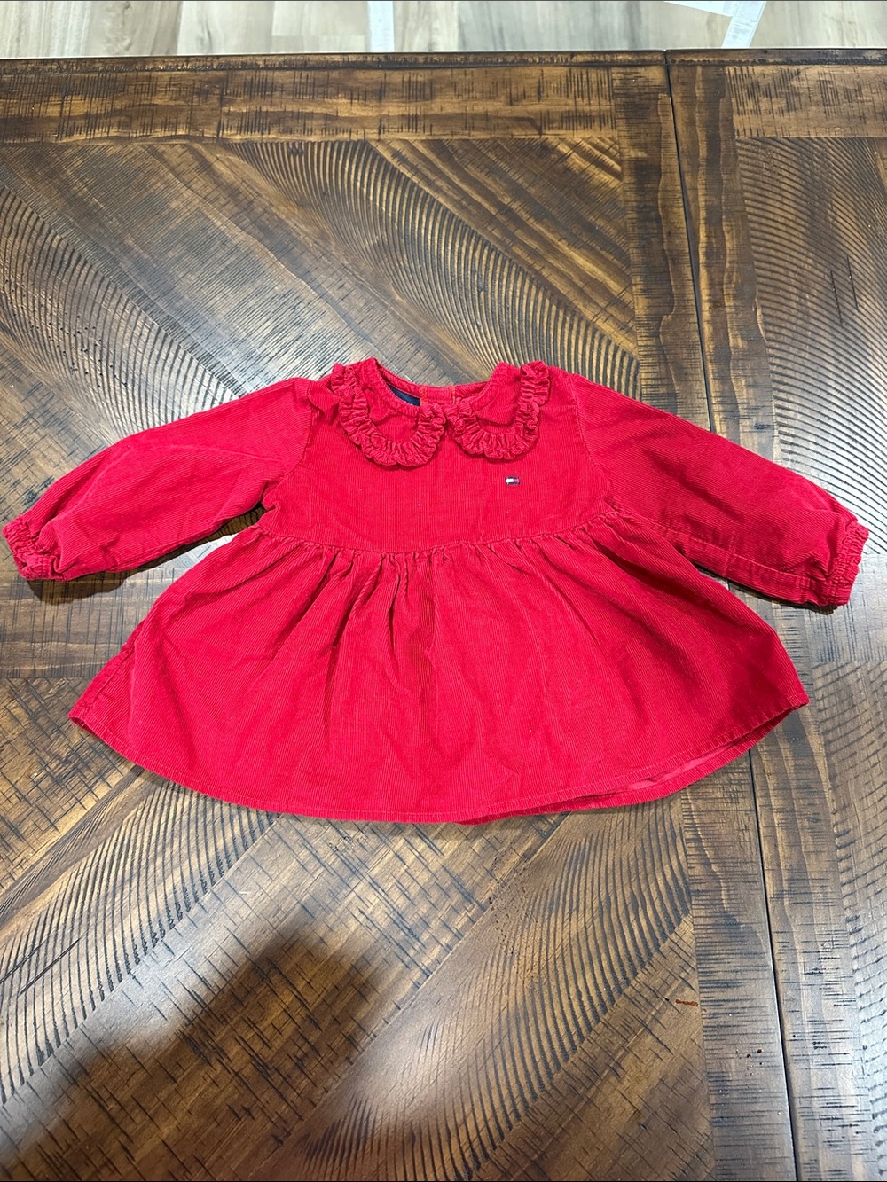 Tommy Hilfiger Red Ruffle CollarCorduroyBaby Dress